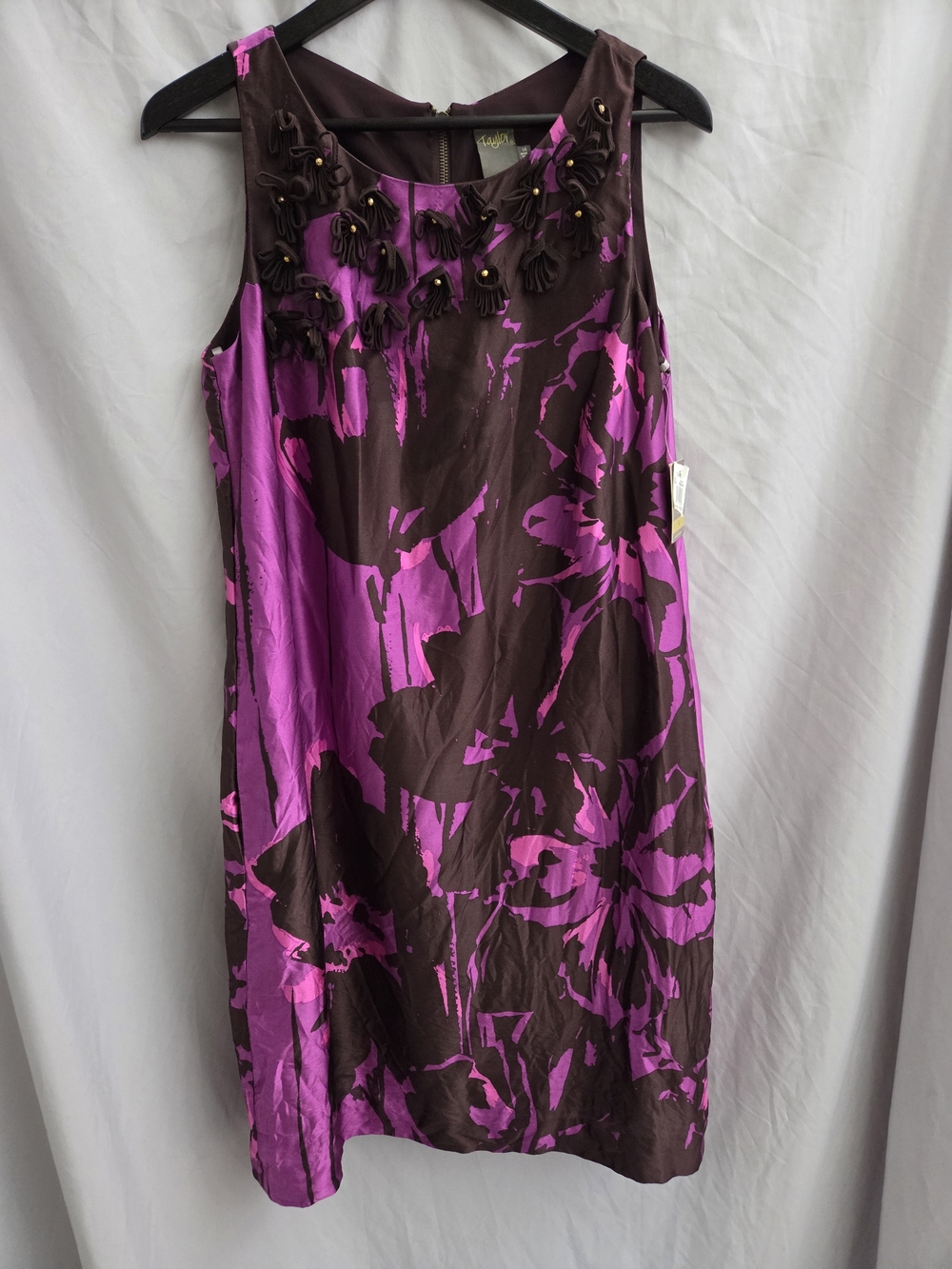 Taylor Plum Floral Accent Dress